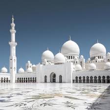 view of the stunning Sheikh Zayed Grand Mosque in Abu Dhabi